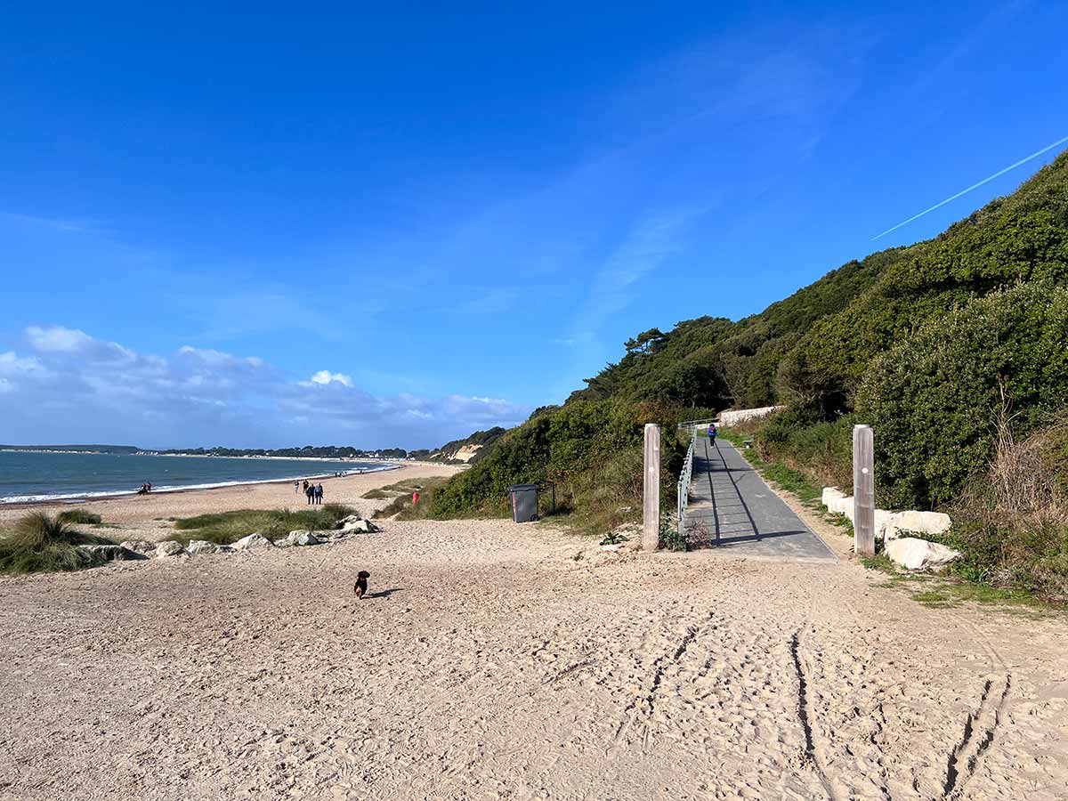 take the ramp up from the beach to Highcliffe Castle